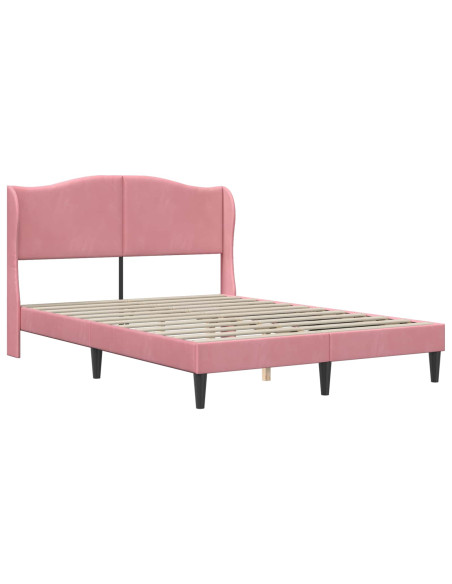 Struttura del letto con testiera Rosa 120 x 190 cm Velluto