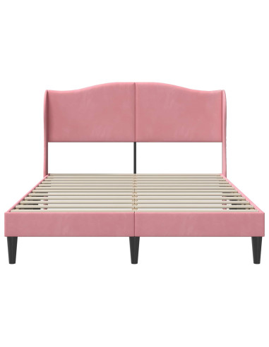 Struttura del letto con testiera Rosa 120 x 190 cm Velluto
