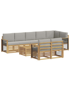 Set di divani da esterno 9 pcs Bianco e Grigio Chiaro 2