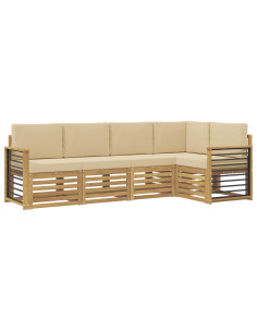 Set di divani da esterno 5 pcs Bianco e Beige 2