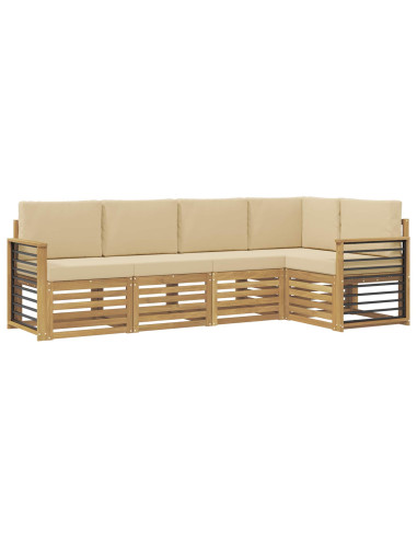 Set di divani da esterno 5 pcs Bianco e Beige