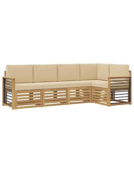 Set di divani da esterno 5 pcs Bianco e Beige