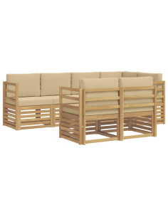 Set di divani da esterno 7 pcs Bianco e Beige 2