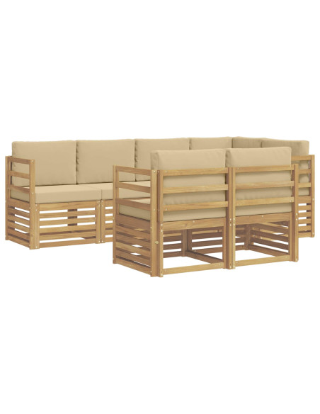 Set di divani da esterno 7 pcs Bianco e Beige