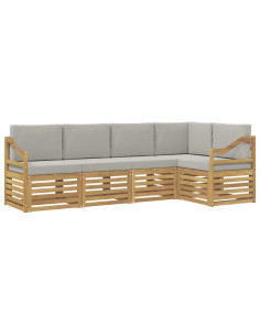 Set di divani da esterno 5 pcs Bianco e Grigio Chiaro 2
