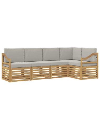 Set di divani da esterno 5 pcs Bianco e Grigio Chiaro