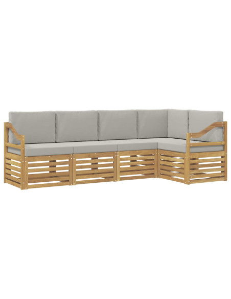 Set di divani da esterno 5 pcs Bianco e Grigio Chiaro