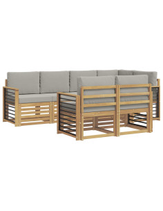 Set di divani da esterno 7 pcs Bianco e Grigio Chiaro 2