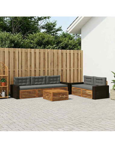 Set di divani da esterno 6 pcs Naturale e Antracite