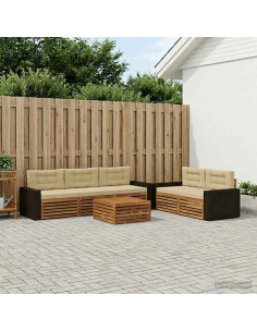 Set di divani da esterno 6 pcs Naturale e Beige