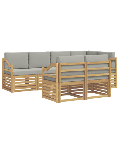 Set di divani da esterno 7 pcs Bianco e Grigio Chiaro