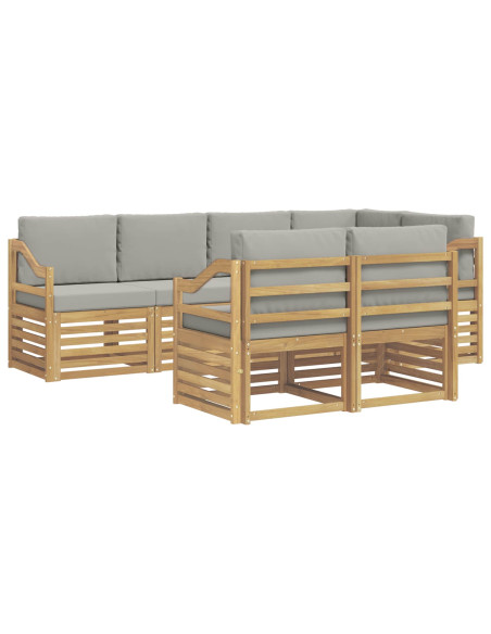 Set di divani da esterno 7 pcs Bianco e Grigio Chiaro