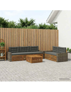 Set di divani da esterno 6 pcs Naturale e Antracite