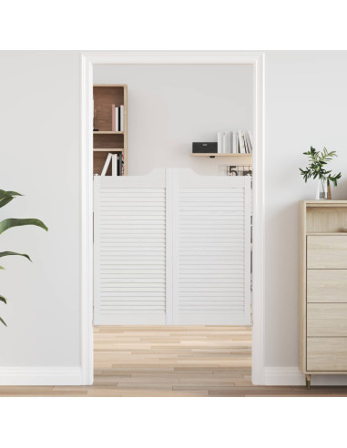 Porte Swing 2 pcs Bianco Legno Massello di Pino
