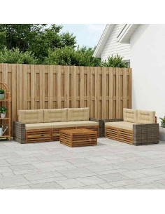 Set di divani da esterno 6 pcs Naturale e Beige