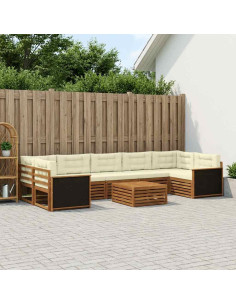 Set di divani da esterno 8 pcs Naturale e Crema