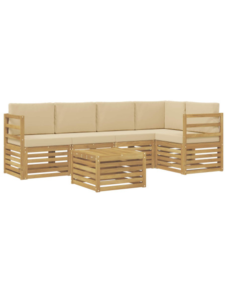 Set di divani da esterno 6 pcs Bianco e Beige 59 x 59 x 37 cm