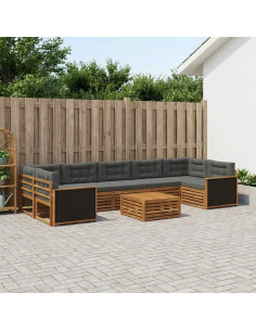 Set di divani da esterno 8 pcs Naturale e Antracite