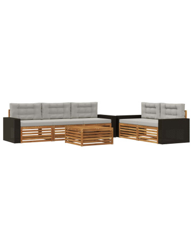 Set di divani da esterno 6 pcs Naturale e Grigio Chiaro