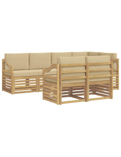 Set di divani da esterno 7 pcs Bianco e Beige 2