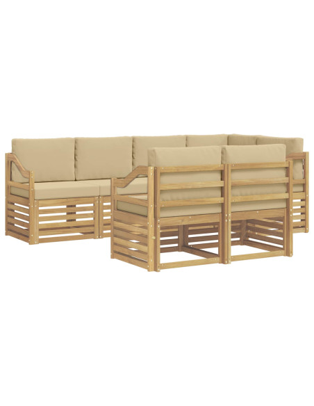 Set di divani da esterno 7 pcs Bianco e Beige
