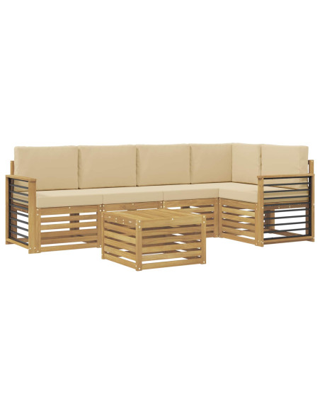 Set di divani da esterno 6 pcs Bianco e Beige 59 x 59 x 37 cm