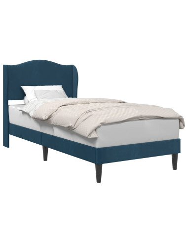Struttura del letto con testiera Blu 100 x 200 cm Velluto