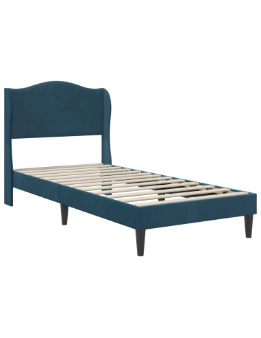 Struttura del letto con testiera Blu 100 x 200 cm Velluto
