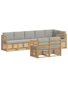 Set di divani da esterno 8 pcs Bianco e Grigio Chiaro 2