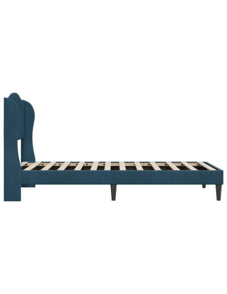 Struttura del letto con testiera Blu 100 x 200 cm Velluto