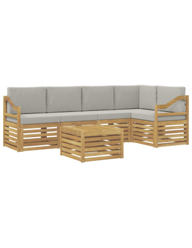 Set di divani da esterno 6 pcs Bianco e Grigio Chiaro
