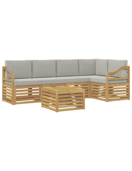 Set di divani da esterno 6 pcs Bianco e Grigio Chiaro