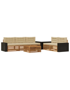 Set di divani da esterno 6 pcs Naturale e Beige 2