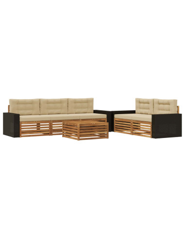 Set di divani da esterno 6 pcs Naturale e Beige