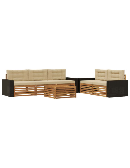 Set di divani da esterno 6 pcs Naturale e Beige