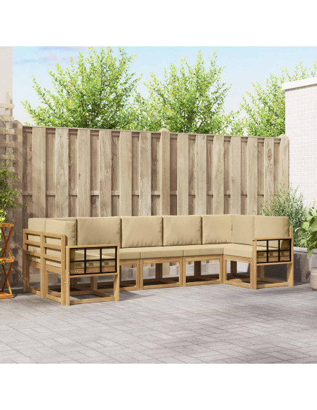 Set di divani da esterno con cuscino 7 pcs Bianco e Beige