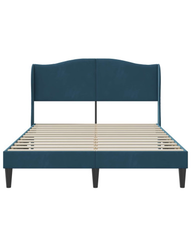Struttura del letto con testiera Blu 140 x 190 cm Velluto
