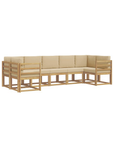 Set di divani da esterno con cuscino 7 pcs Bianco e Beige 2