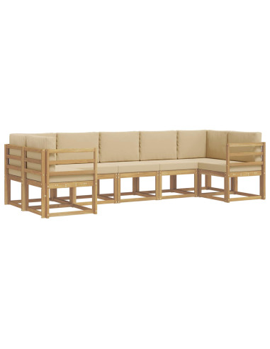 Set di divani da esterno con cuscino 7 pcs Bianco e Beige