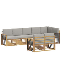 Set di divani da esterno 8 pcs Bianco e Grigio Chiaro 2