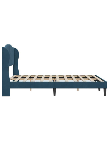 Struttura del letto con testiera Blu 120 x 190 cm Velluto