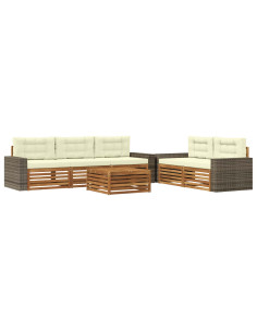 Set di divani da esterno 6 pcs Naturale e Crema 2