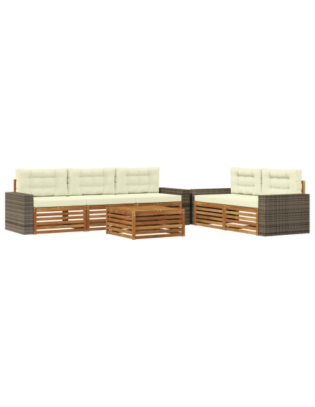 Set di divani da esterno 6 pcs Naturale e Crema
