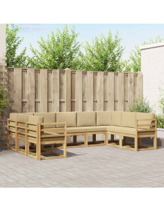 Set di divani da esterno con cuscino 9 pcs Bianco e Beige