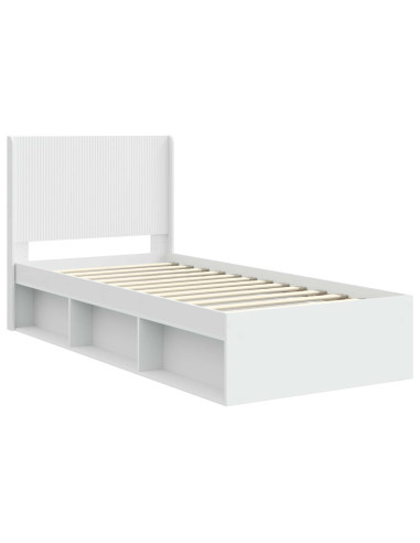 Struttura del letto con stoccaggio e testata Bianco 75 x 190 cm