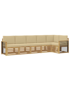 Set di divani da esterno 6 pcs Bianco e Beige 2