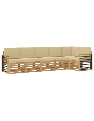 Set di divani da esterno 6 pcs Bianco e Beige