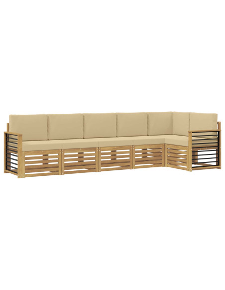 Set di divani da esterno 6 pcs Bianco e Beige