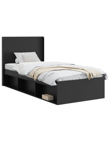 Struttura del letto con stoccaggio e testata Nero 75 x 190 cm