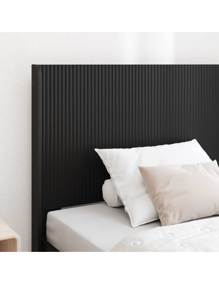 Struttura del letto con stoccaggio e testata Nero 75 x 190 cm